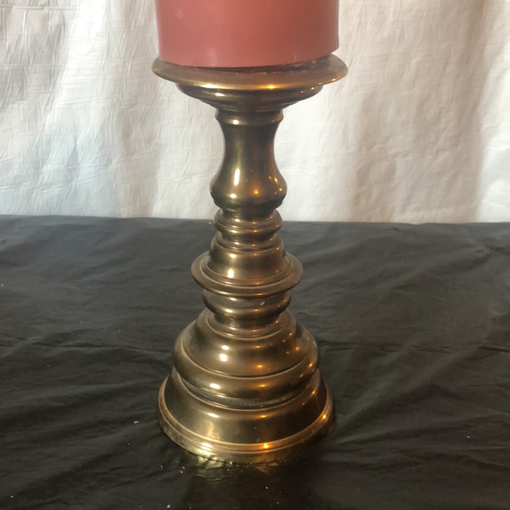 Baldwin brass large candle holder; vintage pillar candle 8” high - Picture 3 of 5